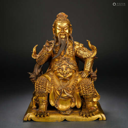 Gilt Bronze Statue of Guan Gong, Qing Dynasty
