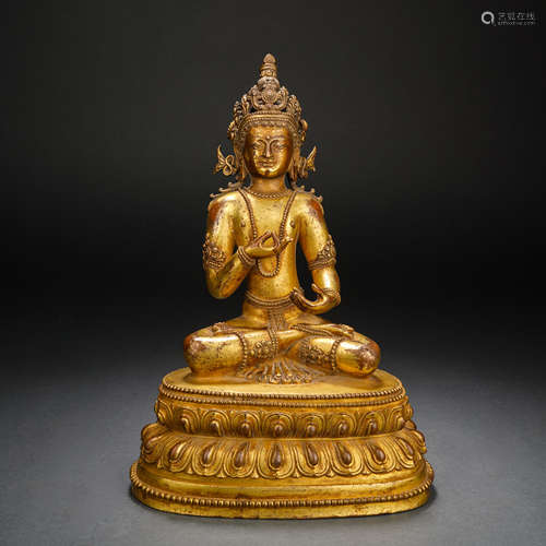 Gilt Bronze Buddha Statue of Qing Dynasty