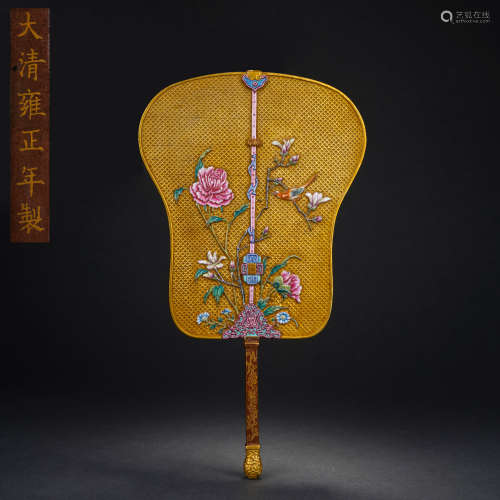 Qing Dynasty Enamel Flower and Bird Fan