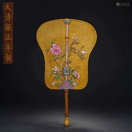 Qing Dynasty Enamel Flower and Bird Fan