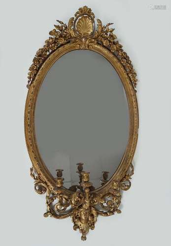 19TH-CENTURY GILT FRAMED OVERMANTLE MIRROR