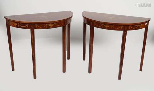 PR GEORGE III STYLE MAHOGANY & INLAID SIDE TABLES