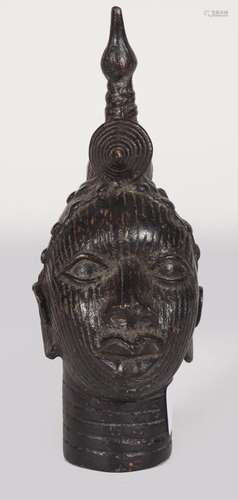 AFRICAN BENIN BRONZE TRIBAL HEAD