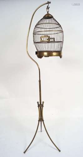 19TH-CENTURY BRASS BIRD CAGE