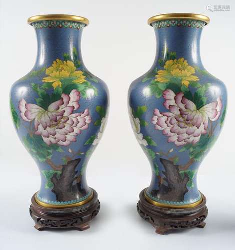 PAIR OF LARGE CHINESE CLOISONNE VASES