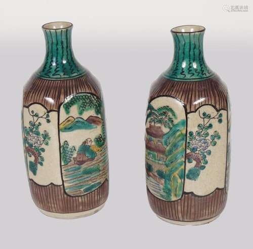 PAIR JAPANESE SAKI BOTTLES