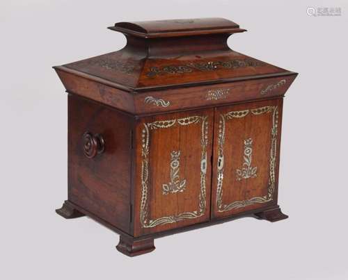 WILLIAM IV INLAID ROSEWOOD TABLE CABINET