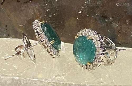 6.50 CTS COLOMBIAN EMERALD & DIAMOND EARRINGS