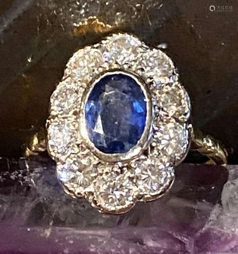 CEYLON SAPPHIRE AND DIAMOND RING