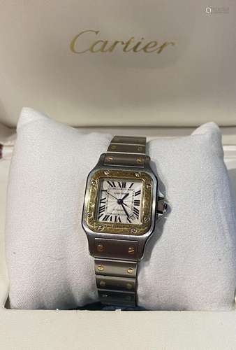 18 CT YELLOW GOLD CARTIER SANTOS WATCH