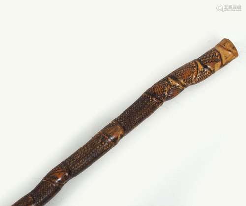 AFRICAN CARVED BAMBOOK WALKING STICK