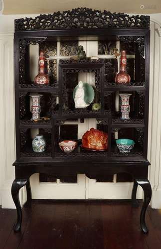 19TH-CENTURY CHINESE CARVED HARDWOOD OPEN SHELVES