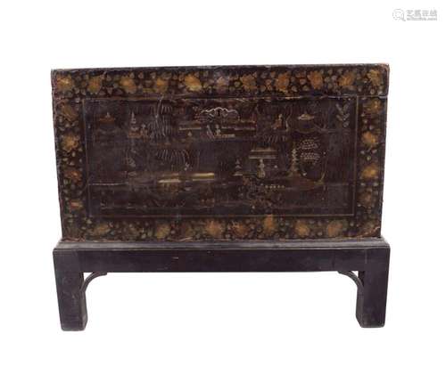 18TH-CENTURY CHINESE LACQUERED TRUNK ON STAND