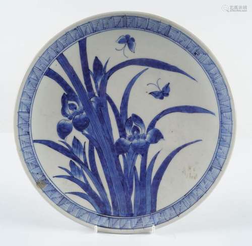 19TH-CENTURY JAPANESE BLUE & WHITE CHARGER