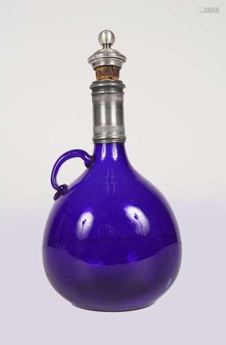 19TH-CENTURY BLUE GLASS DECANTER