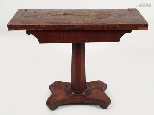 19TH-CENTURY YEW WOOD AND MARQUETRY GAMES TABLE