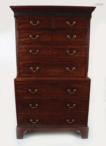 GEORGE III PERIOD MAHOGANY CHEST-ON-CHEST