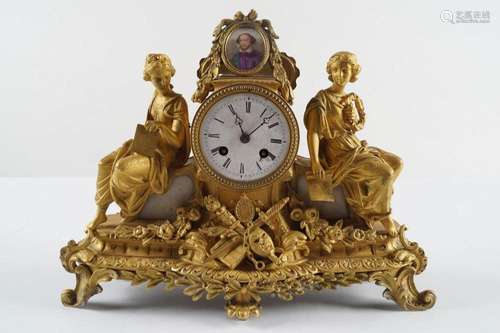 19TH-CENTURY FRAMED ORMOLU MANTLE CLOCK