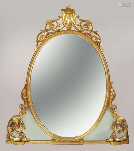 19TH-CENTURY CARVED GILTWOOD OVERMANTLE MIRROR