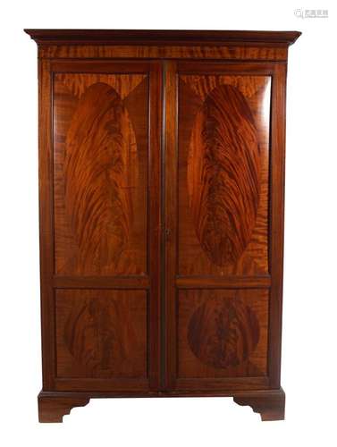 EDWARDIAN MAHOGANY TWO-DOOR WARDROBE