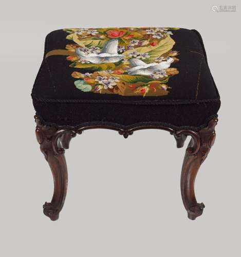 19TH-CENTURY ROSEWOOD FOOT STOOL