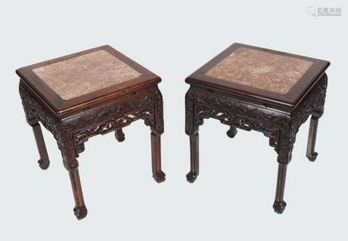 PAIR OF 19TH-CENTURY CHINESE HARDWOOD PEDESTALS