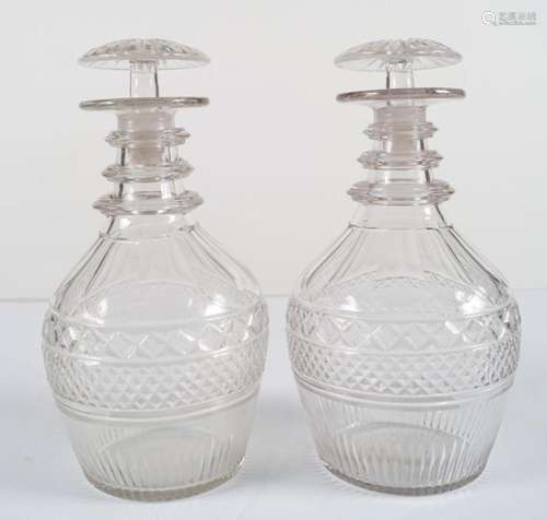 TWO IRISH 18TH-CENTURY GLASS DECANTERS