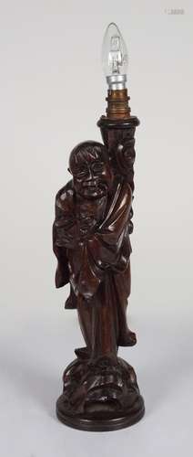 19TH-CENTURY CHINESE CARVED HARDWOOD FIGURE