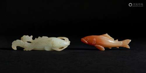 TWO CHINESE JADE FISH PLAQUES, QING DYNASTY (1644-1911)