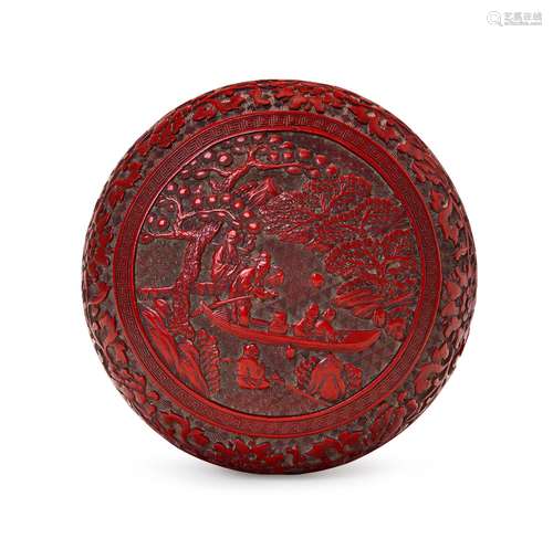 A CHINESE CINNABAR LACQUER CIRCULAR BOX, QING DYNASTY (1644-...