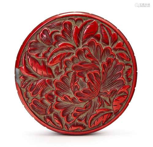 A CHINESE CINNABAR LACQUER CIRCULAR BOX, QING DYNASTY (1644-...