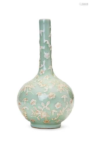 A CHINESE CELADON GROUND BOTTLE VASE, QING DYNASTY (1644-191...