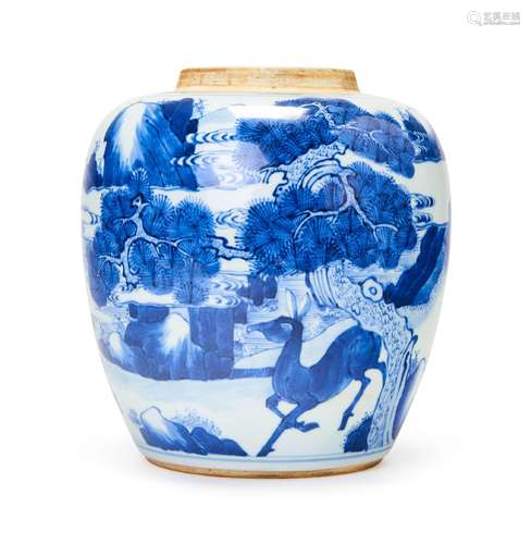 A CHINESE BLUE & WHITE JAR, QING DYNASTY (1644-1911)