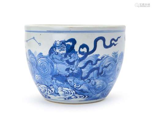 A CHINESE BLUE & WHITE JARDINERE, QING DYNASTY (1644-191...