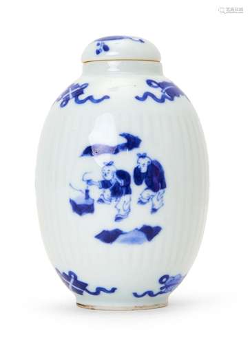 A CHINESE BLUE & WHITE LIDDED JAR, QING DYNASTY (1644-19...