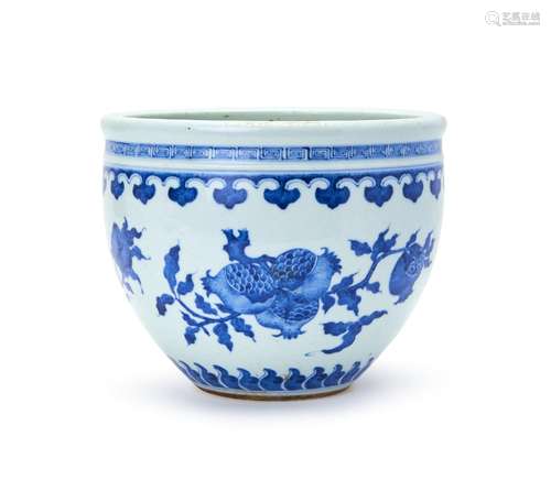 A CHINESE BLUE & WHITE JARDINERE, QING DYNASTY (1644-191...