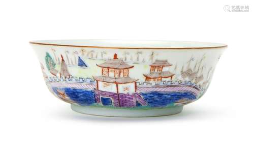 A FAMILLE ROSE \'TEN VIEWS OF JIANGXI PROVINCE\' BOWL, QING ...