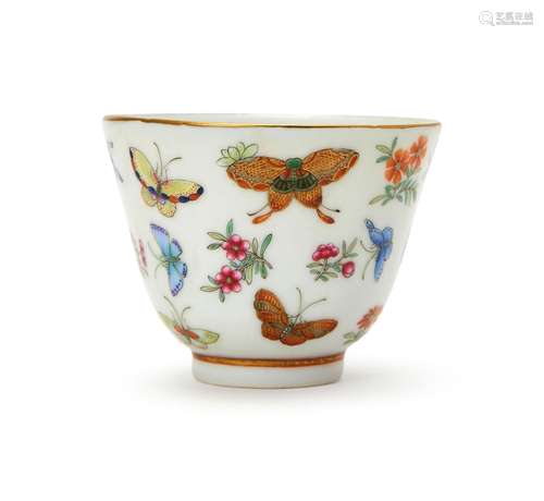 A CHINESE FAMILLE ROSE BUTTERFLY WINE CUP, GUANGXU MARK &...