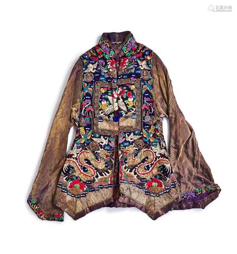 A CHINESE SILK EMBROIDERY RANK BADGE DRESS, QING DYNASTY (16...