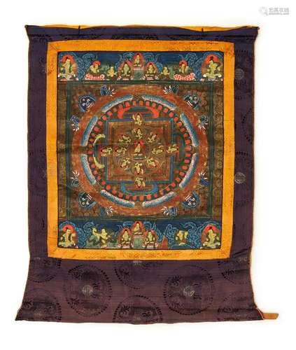 A CHINESE SILK HANGING THANGKA