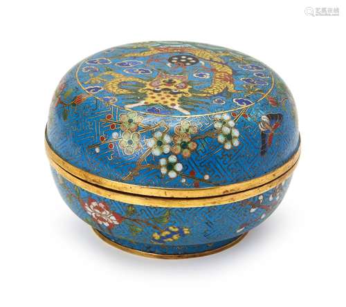 A CHINESE CLOISONNE CIRCULAR LIDDED BOX, QING DYNASTY (1644-...