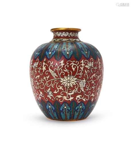 A CHINESE CLOISONNE JAR, QING DYNASTY (1644-1911)