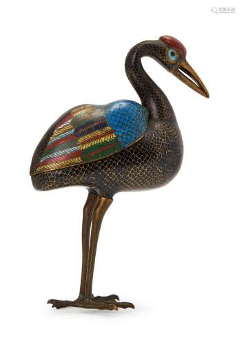 A CHINESE CLOISONNE CRANE, QING DYNASTY (1644-1911)