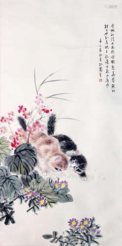 孙菊生 猫 纸本 立轴