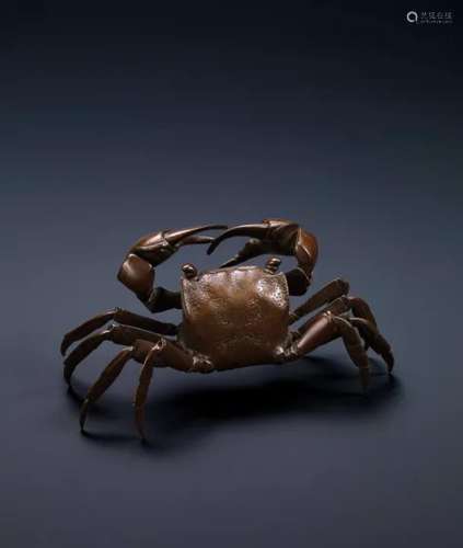 明治时代 铜自在螃蟹置物