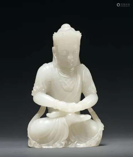 十八世纪 白玉地藏菩萨坐像