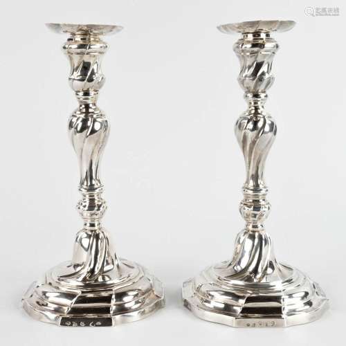 A pair of antique silver candlesticks, Ghent, 1777. Marked N...