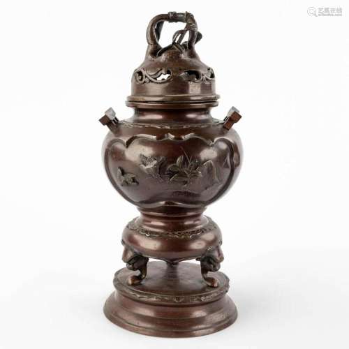 A Japanese Koro, patinated bronze. Probably Meji period. 19t...