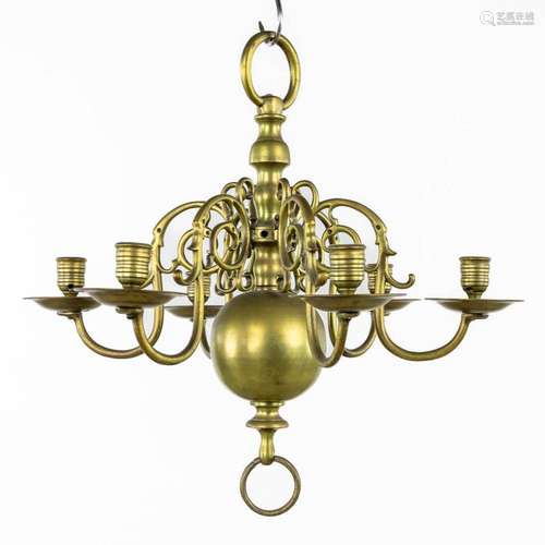 An antique Flemish chandelier, bronze, 18th C. (H:45 x D:47 ...