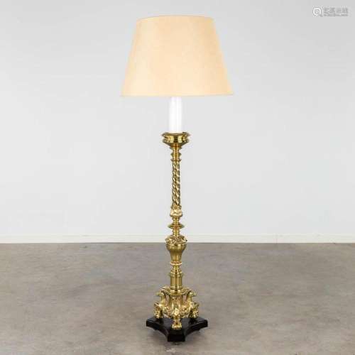 Brondel, a floor lamp decorated with horses, polished bronze...
